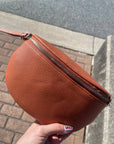 Crossbody Handbag: Rust Brown Leather