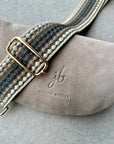 Crossbody Handbag: Cream White Suede Leather