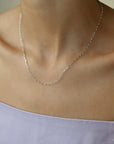 Flat Drawn Chain Necklace: Silver