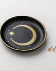 Jewelry Dish & Stud Earring Set - Crescent/Black