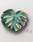 Jewelry Dish & Stud Earring Set - Leaf/Sage