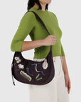Baggu Medium Nylon Crescent Bag - Embroidered Get Ready With Me