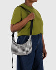 Baggu Small Nylon Crescent Bag - Black & White Gingham