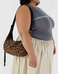 Medium Nylon Crescent Bag - Leopard
