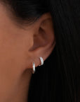 Pave Mini Huggies: Silver & Cubic Zirconia
