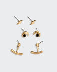 Stud Trio Ear Jacket Set | Moon, Black Spinel, Gold