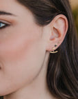 Stud Trio Ear Jacket Set | Moon, Black Spinel, Gold