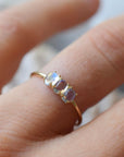 Rainbow Moonstone Cloud Ring | 14k Gold