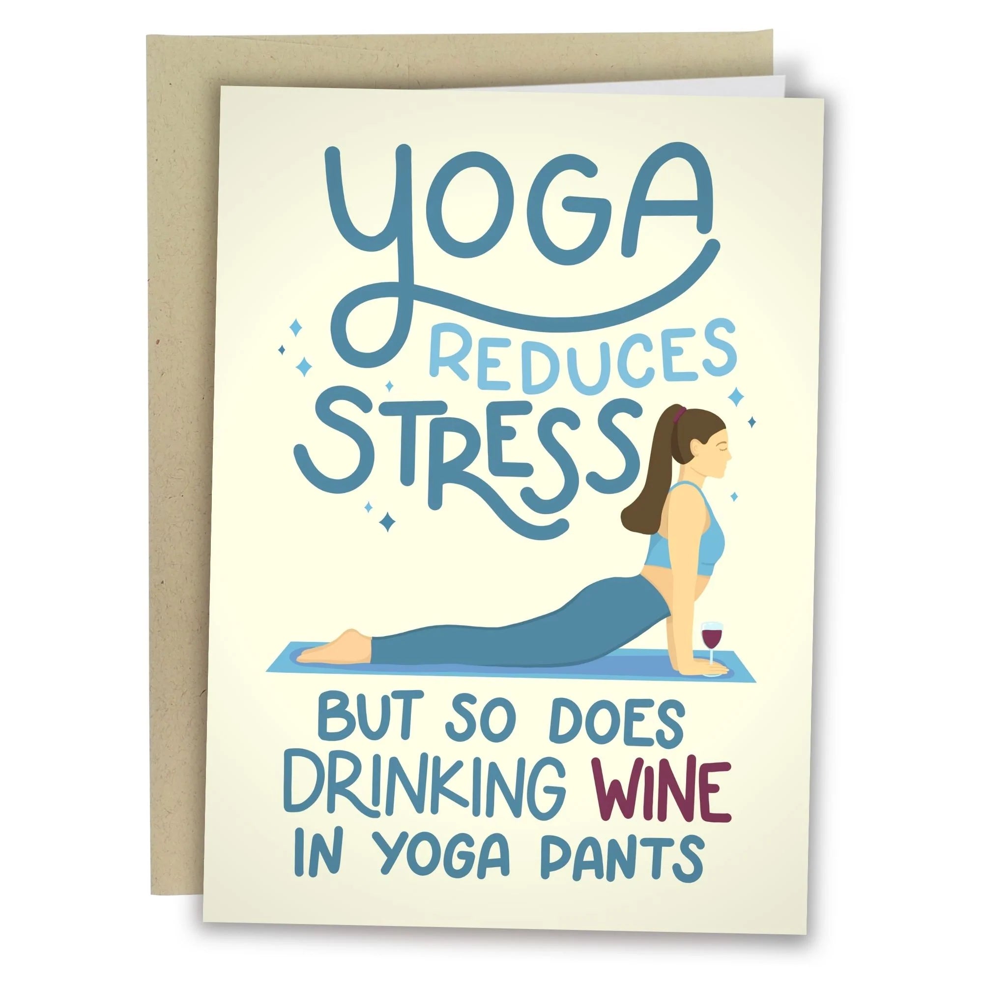 Yoga &amp; Wine - Greeting Card
