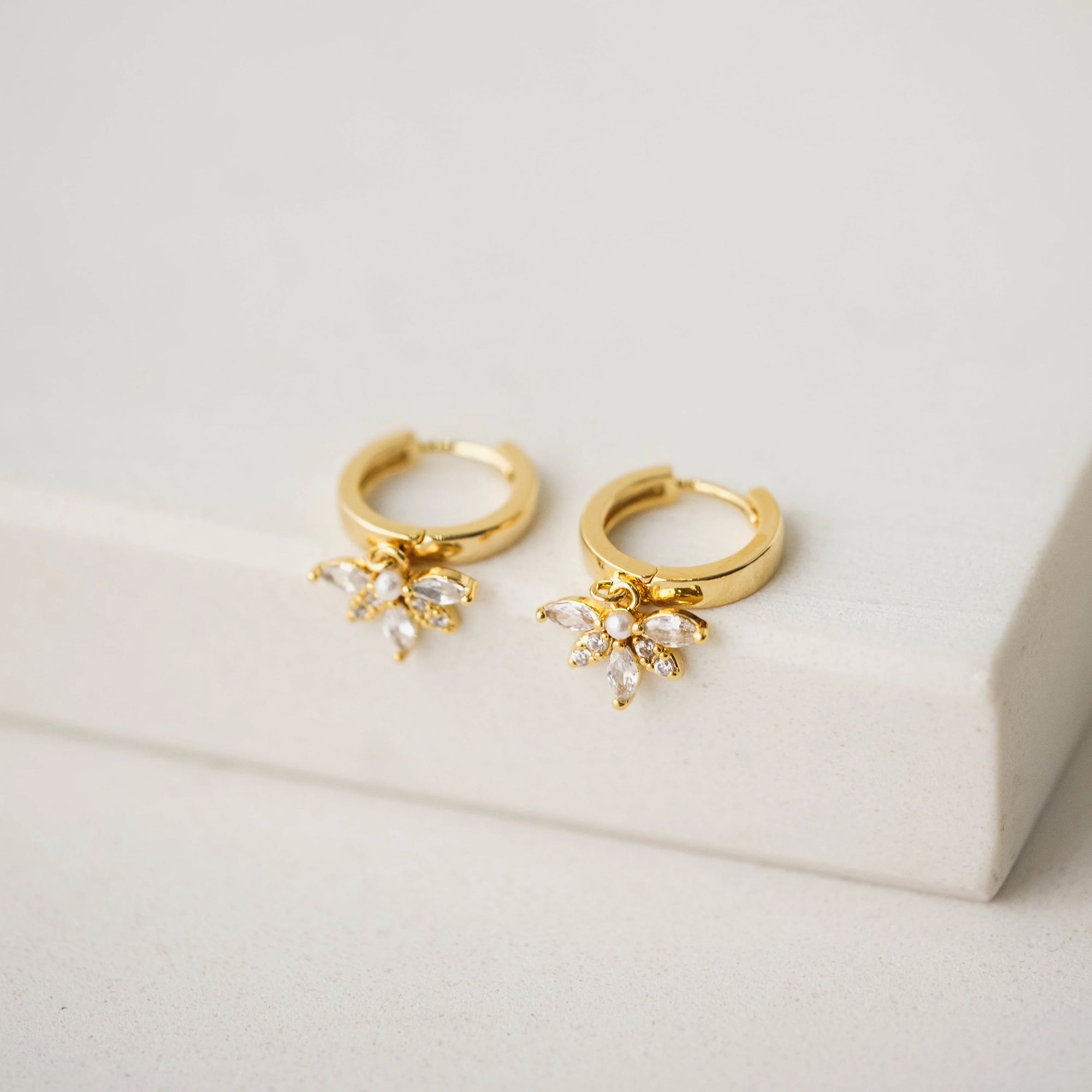 Harlowe Huggie Drop Hoop Earrings