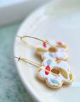 Flower Pendant Hoop Earrings