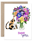 Cat with Pansy Flowers | Greeting Card