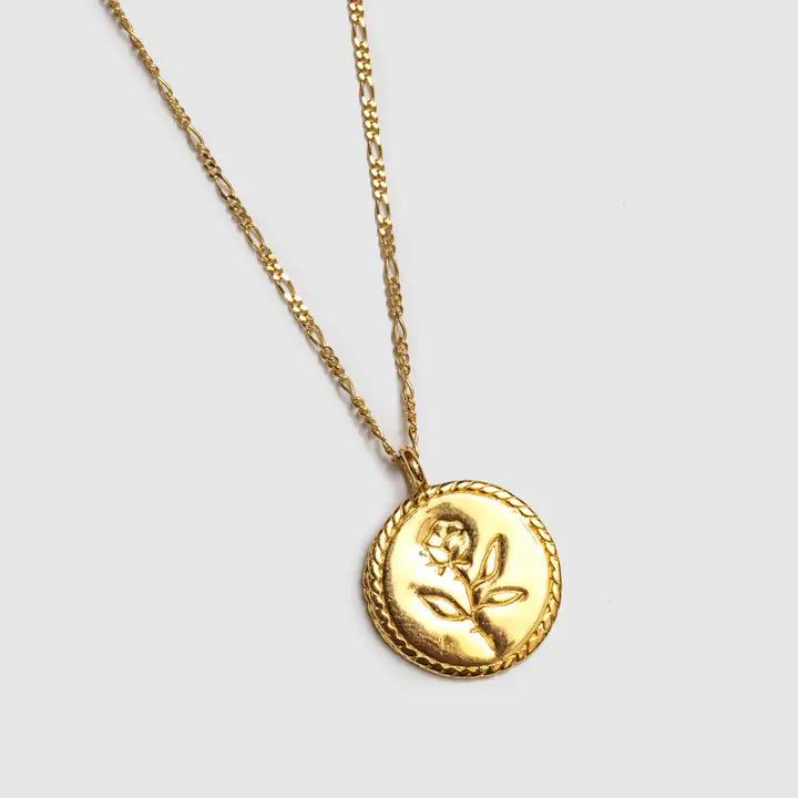 Rose Coin Necklace | Gold