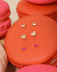 Tiny Pink Sapphire Baguette Studs | 10k Gold