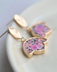 Hammered Oval Flower Earrings