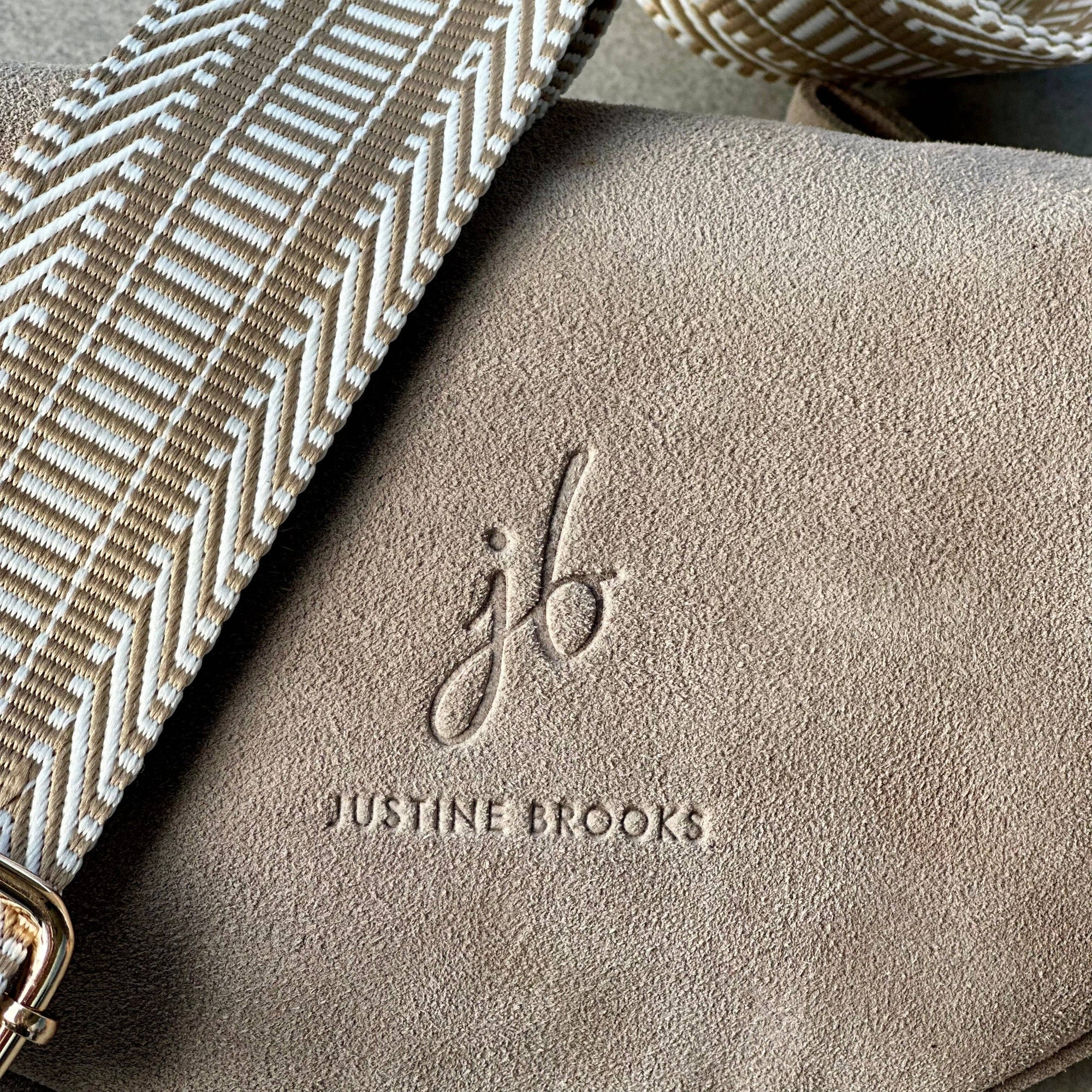 Crossbody Handbag: Cream White Suede Leather