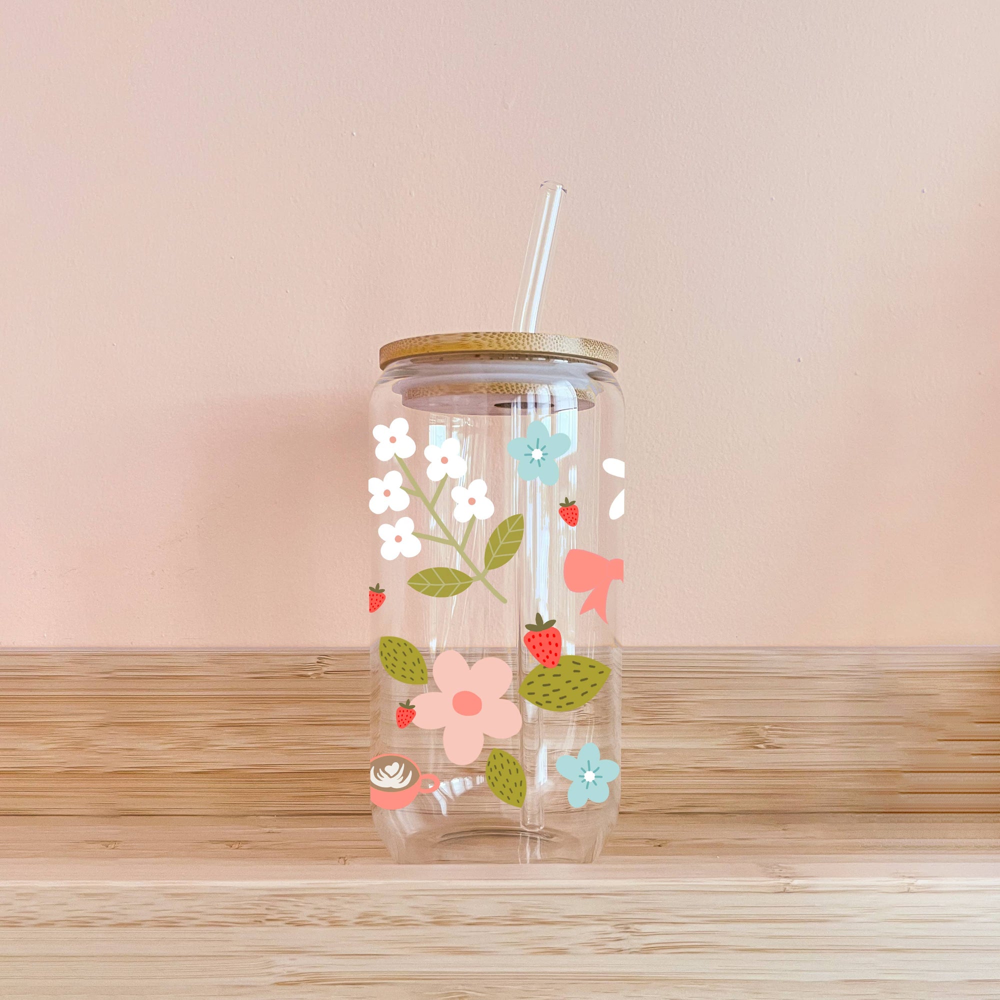 Flowers &amp; Coffee Glass