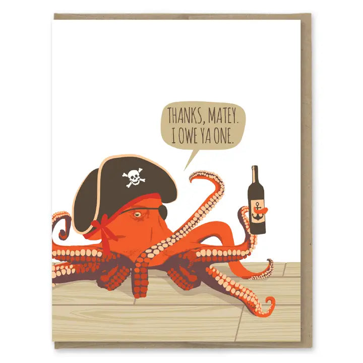 Thanks Matey Octopus - Greeting Card