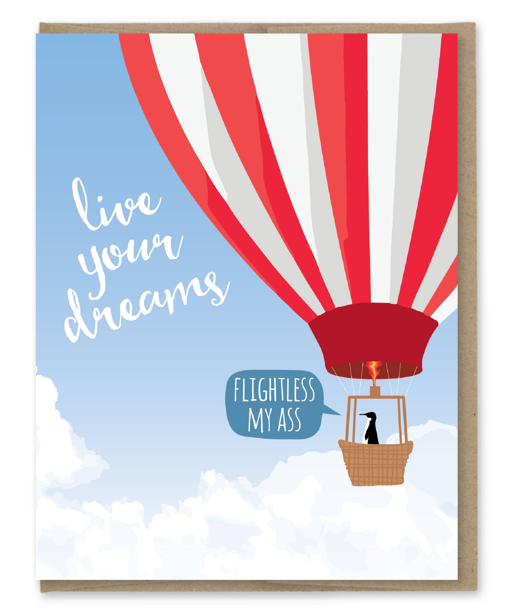 Live Your Dreams Penguin Card