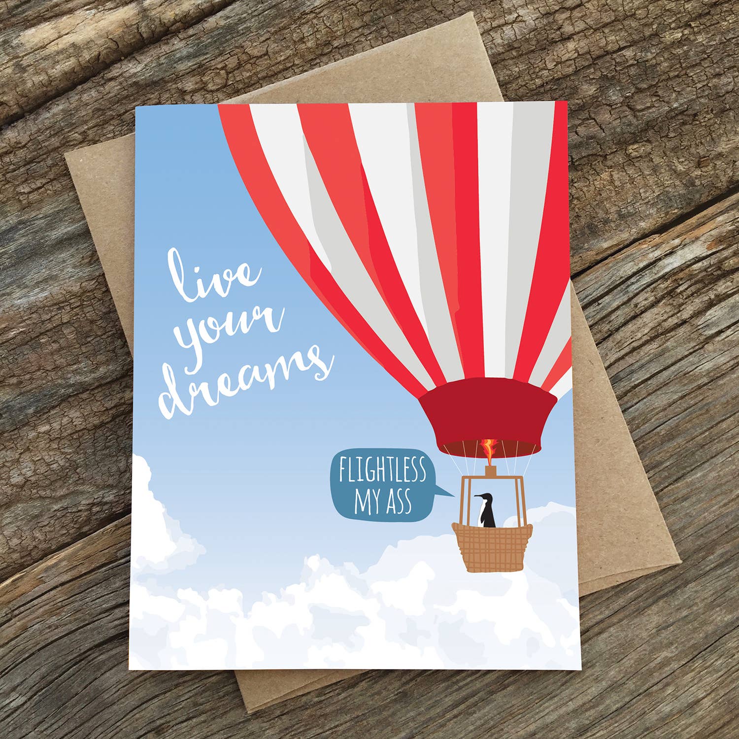 Live Your Dreams Penguin Card
