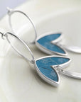 Medium Hoop Earring Marquise Teal Cork