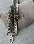Crossbody Handbag: Cream White Suede Leather
