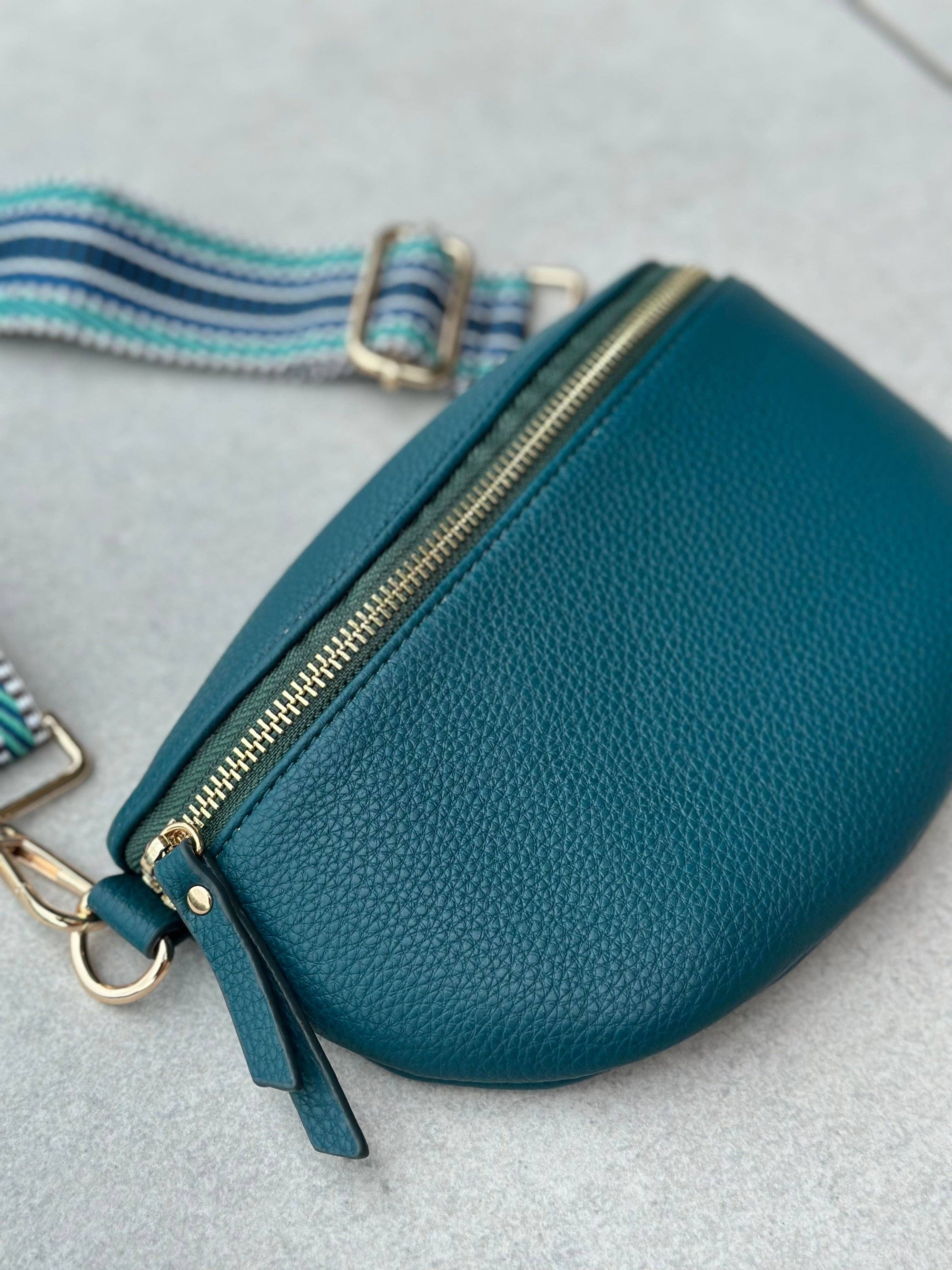 Crossbody Handbag:  Turquoise Leather