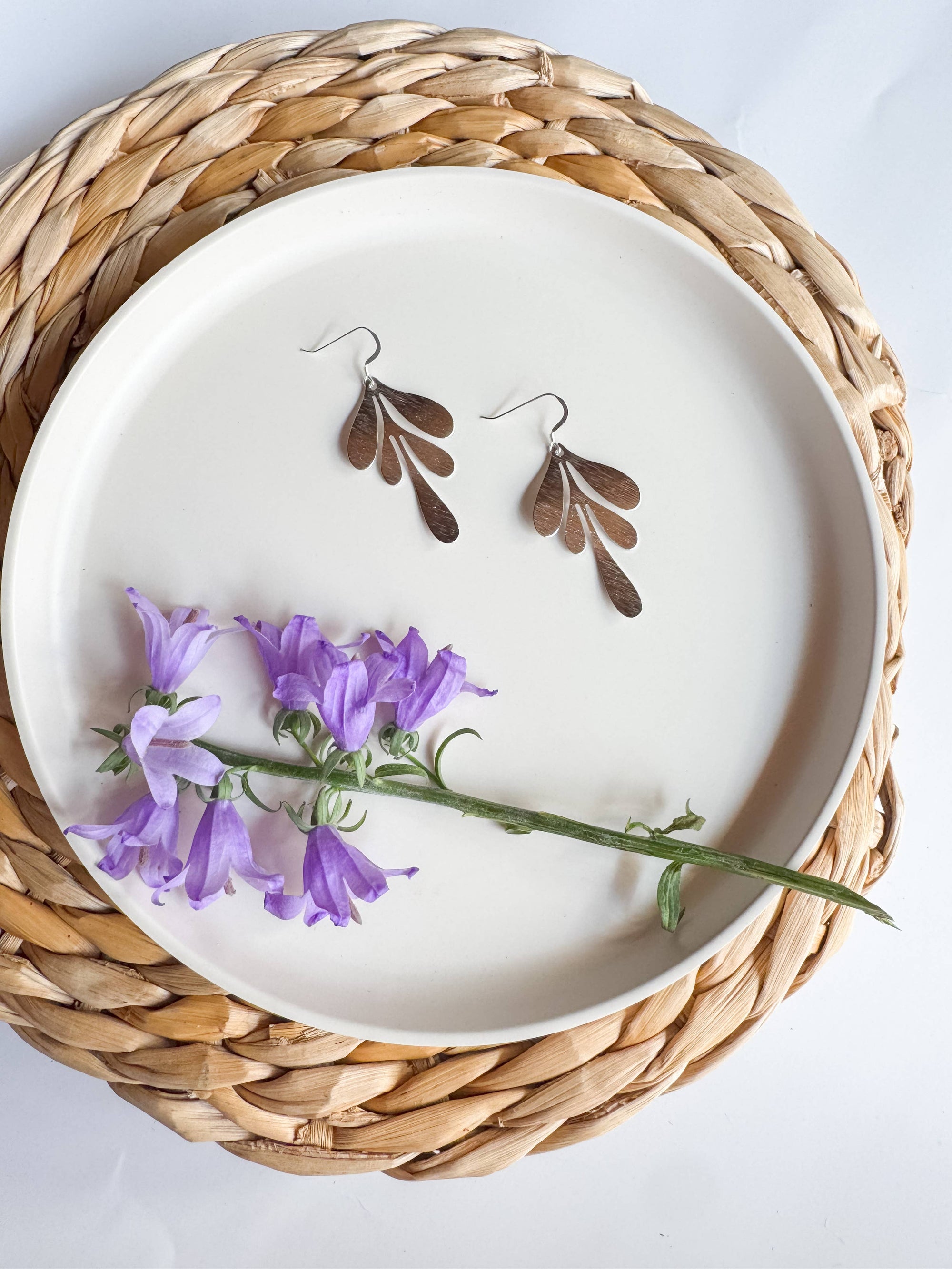 Brushed Silver Leaf Earrings