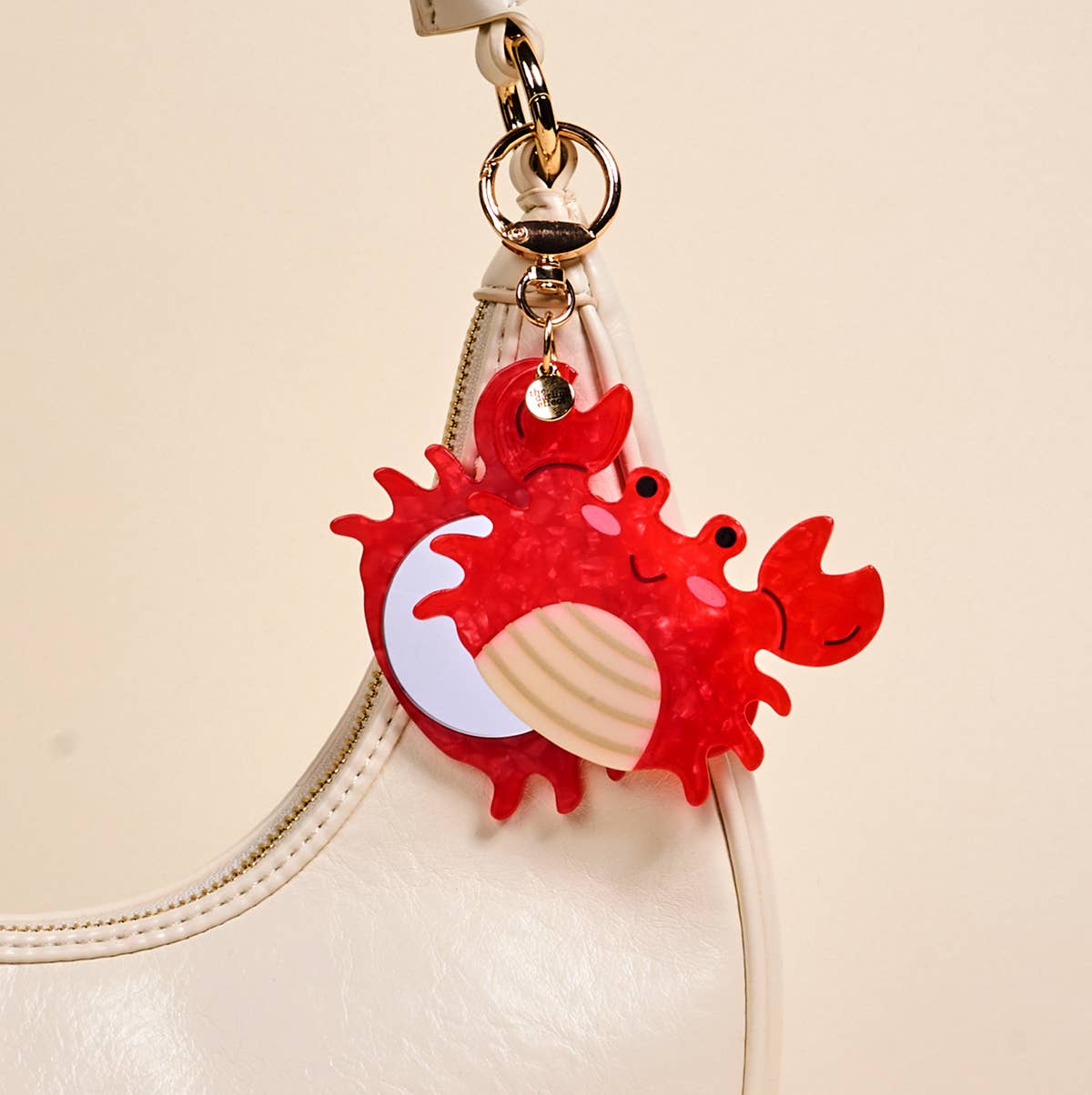 Mini Mirror Bag Charm: Crab