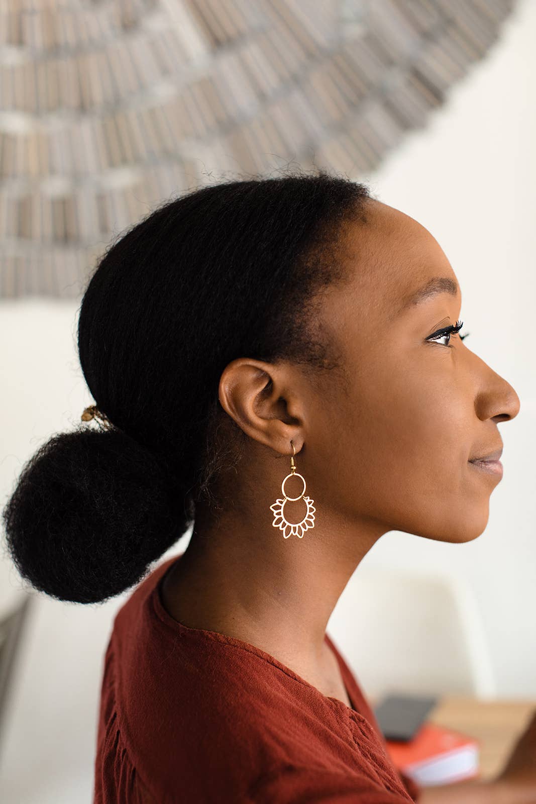 Brass Sunflower Earrings