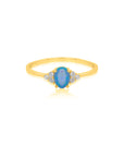 Blue Opal & Cubic Ring | Gold Vermeil