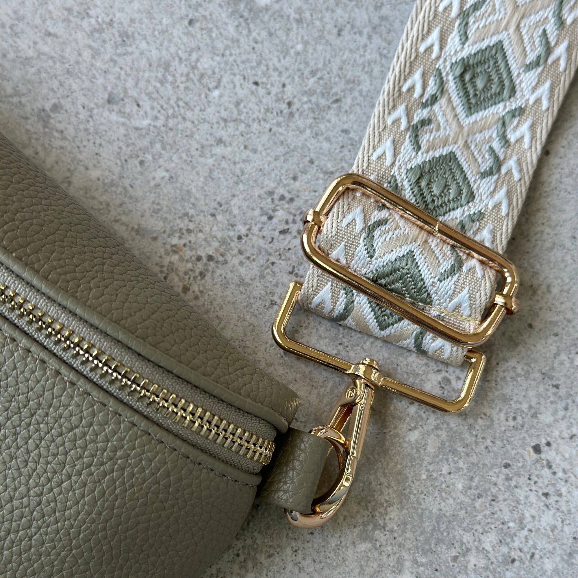 Crossbody handbag green leather purse bum bag