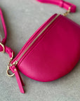 Crossbody Handbag: Pink Leather