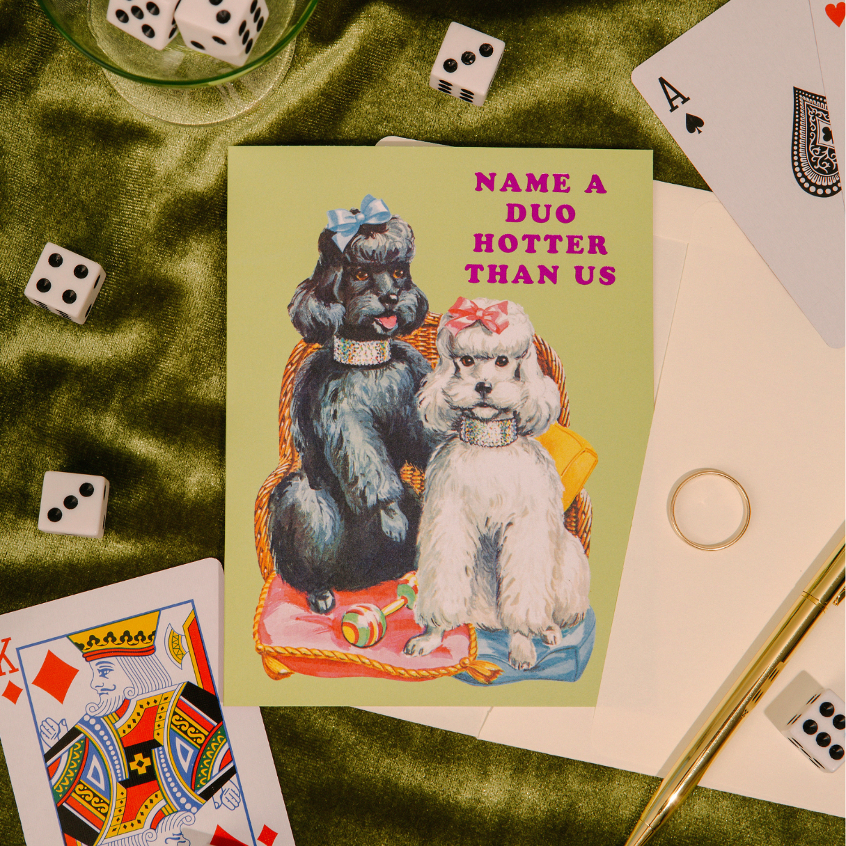 Hot Duo Poodles | Greeting Card