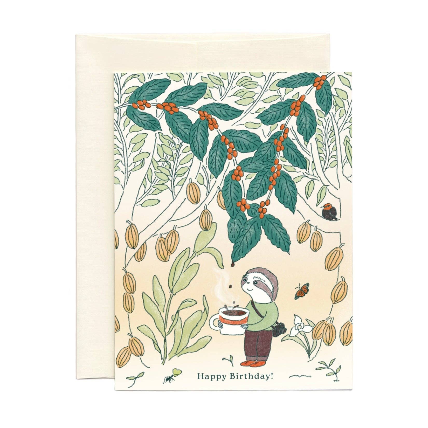 Coffee &amp; Sloth – Birthday Card