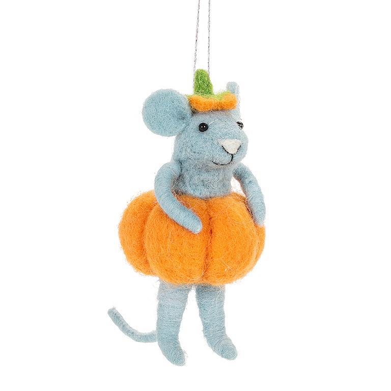 Pumpkin Costume Mouse Felt Ornament