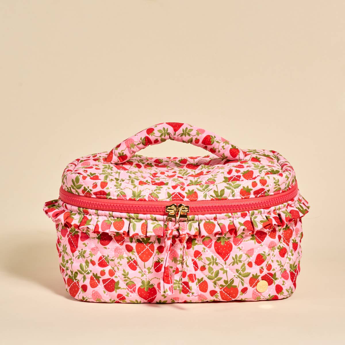 Glam &amp; Go Quilted Cosmetic Bag-Strawberry Fields