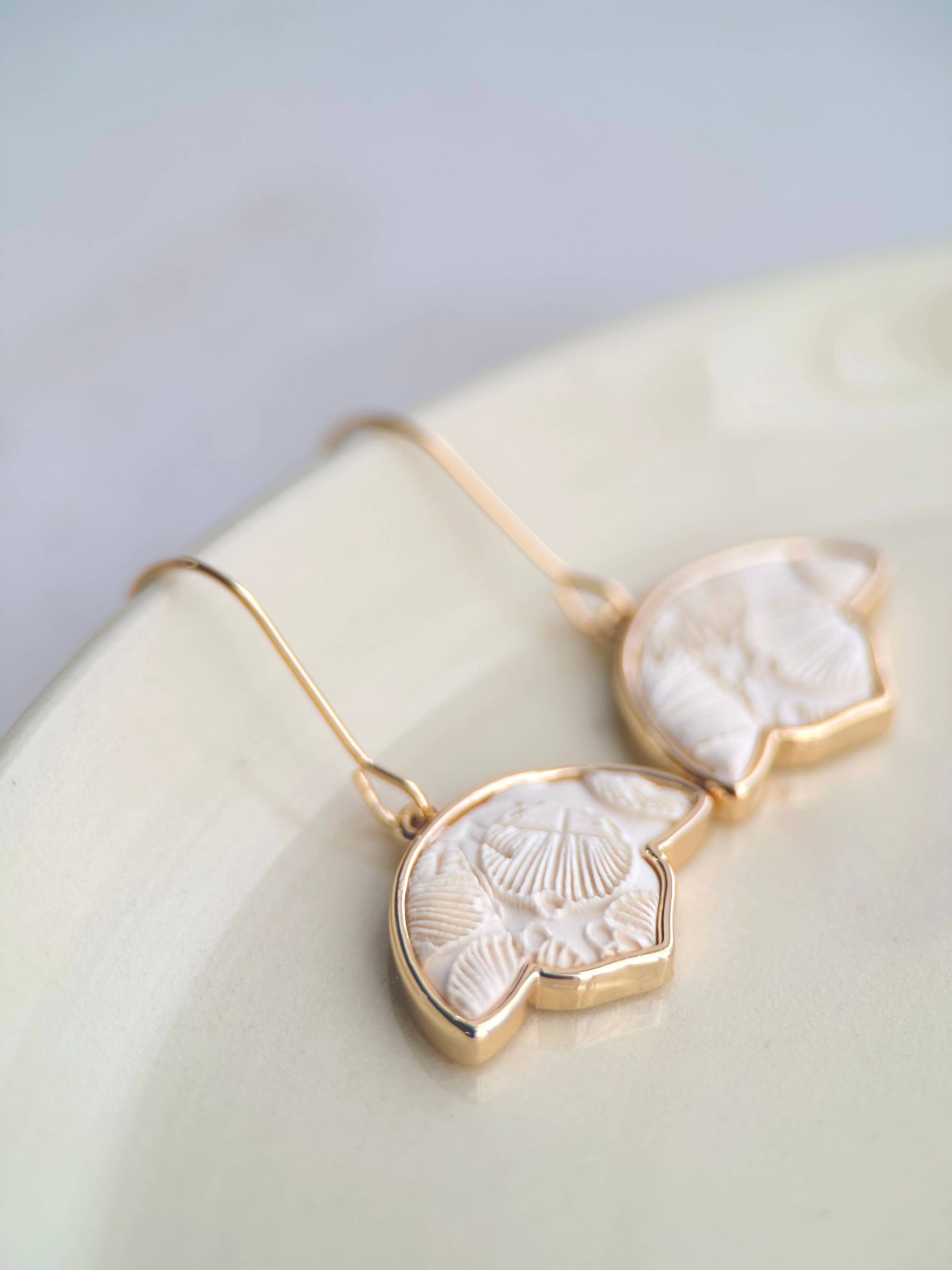 Floral-Style Hook Earrings: Ivory