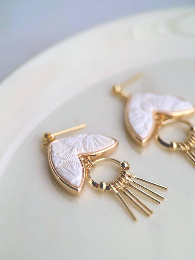 Art Deco Earrings: Ivory
