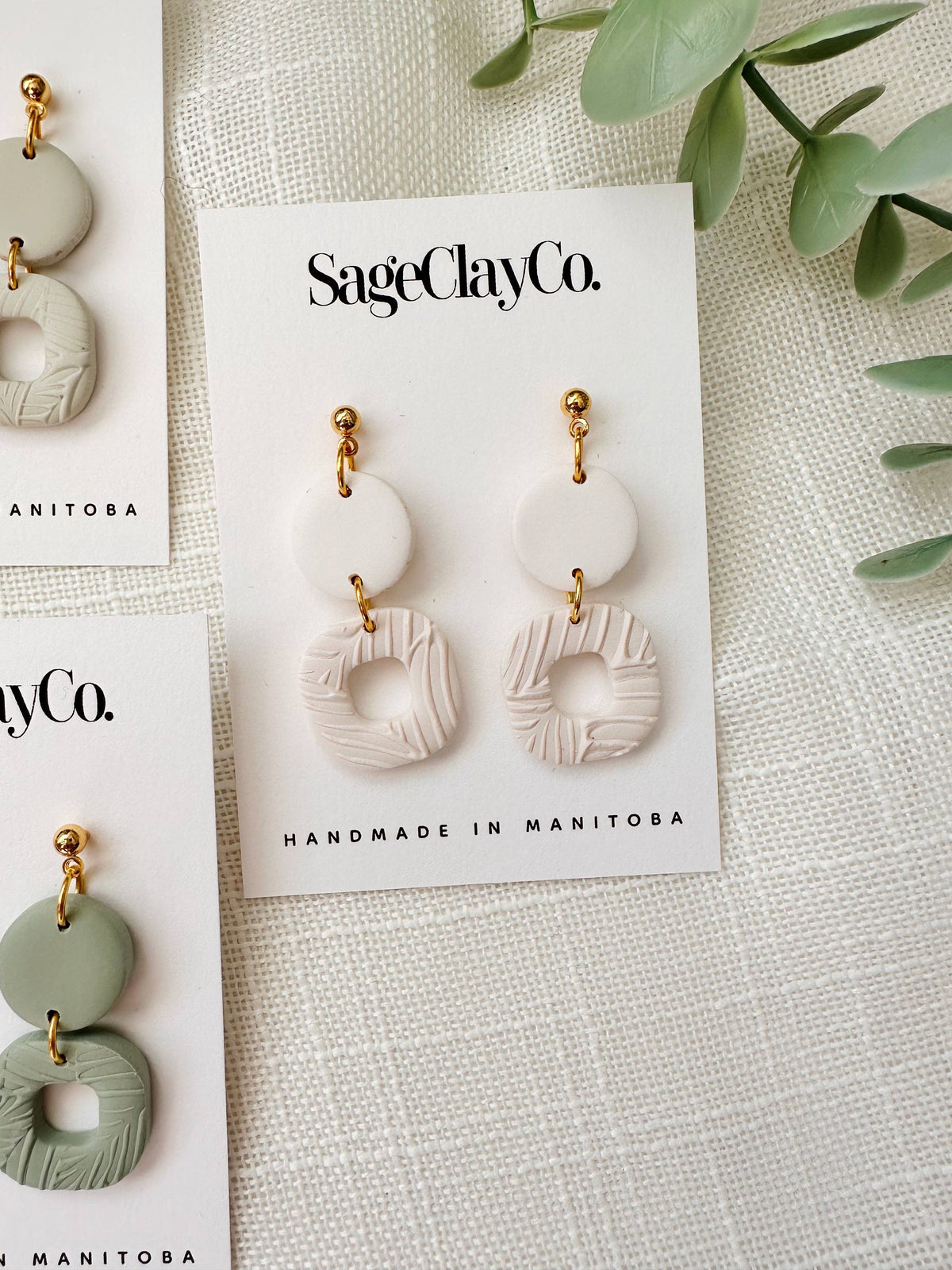 Harper Clay Earrings | Linen