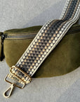 Crossbody Handbag: Green Suede Leather