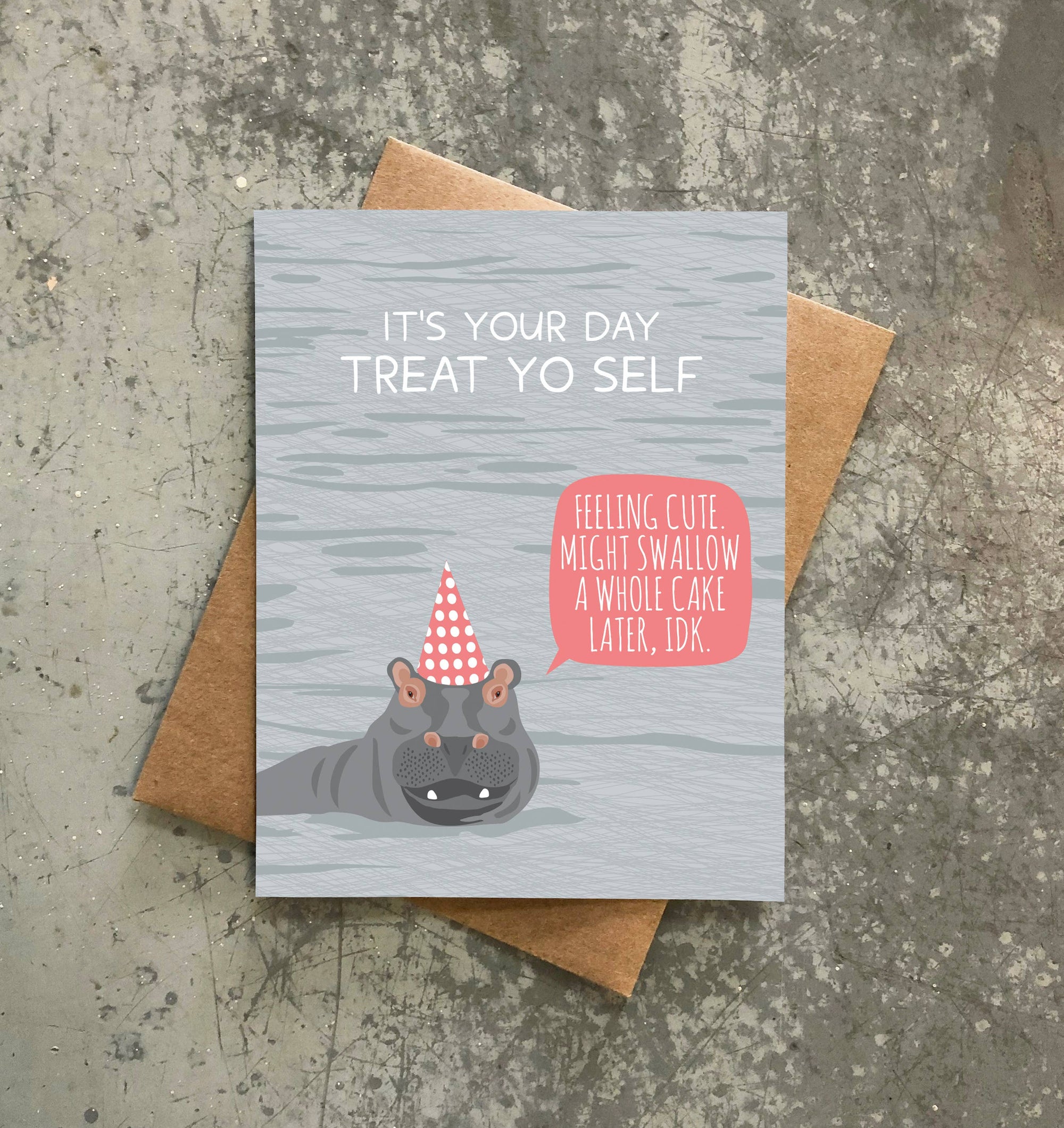 Hippo Swallow Cake | Greeting Card