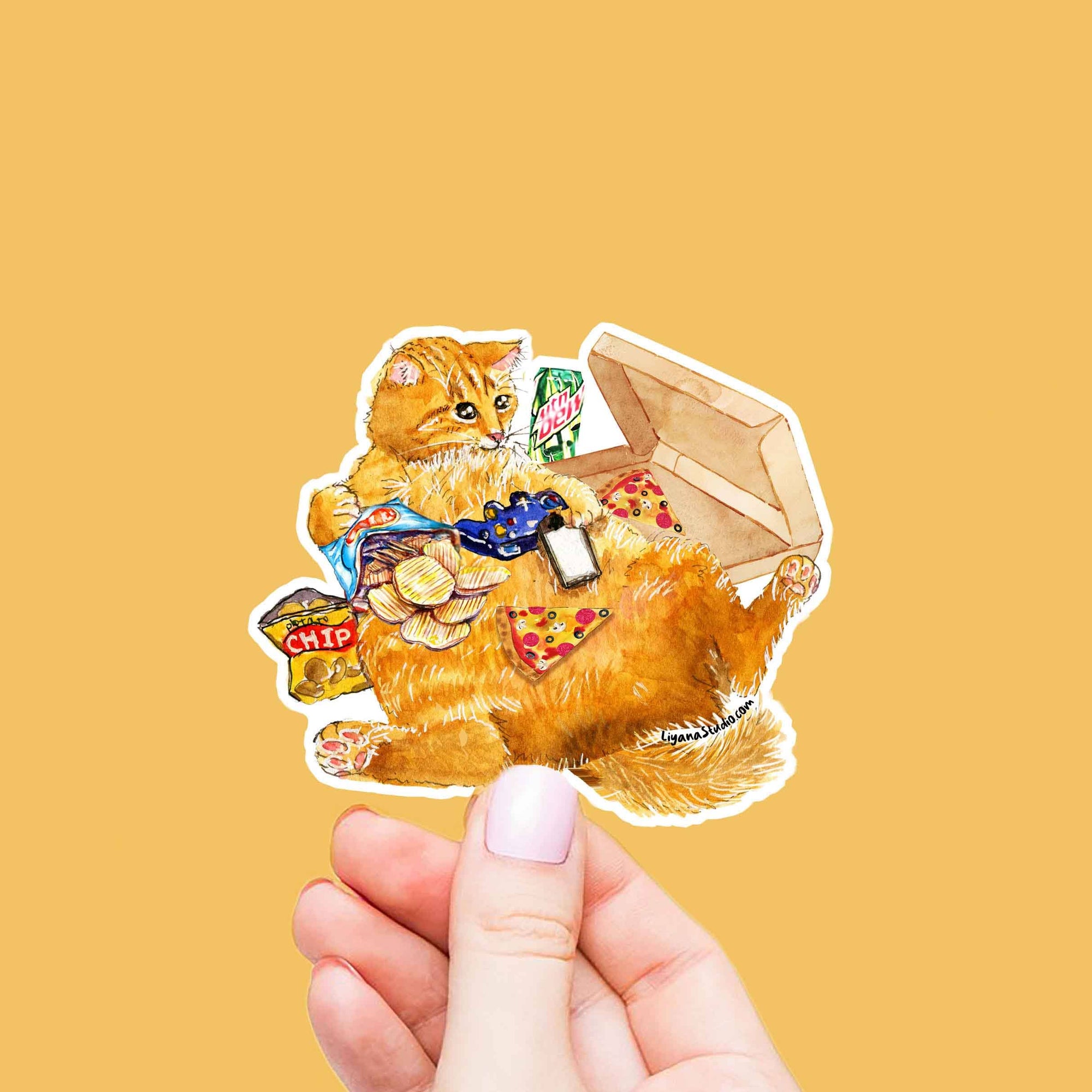 Snack Gamer Cat - Funny Vinyl Sticker