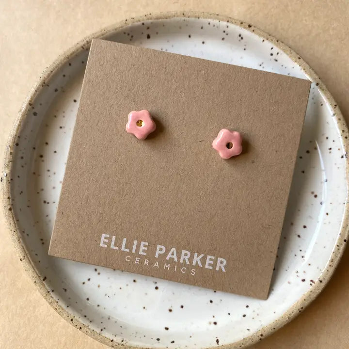 Flower Pink Ceramic Studs