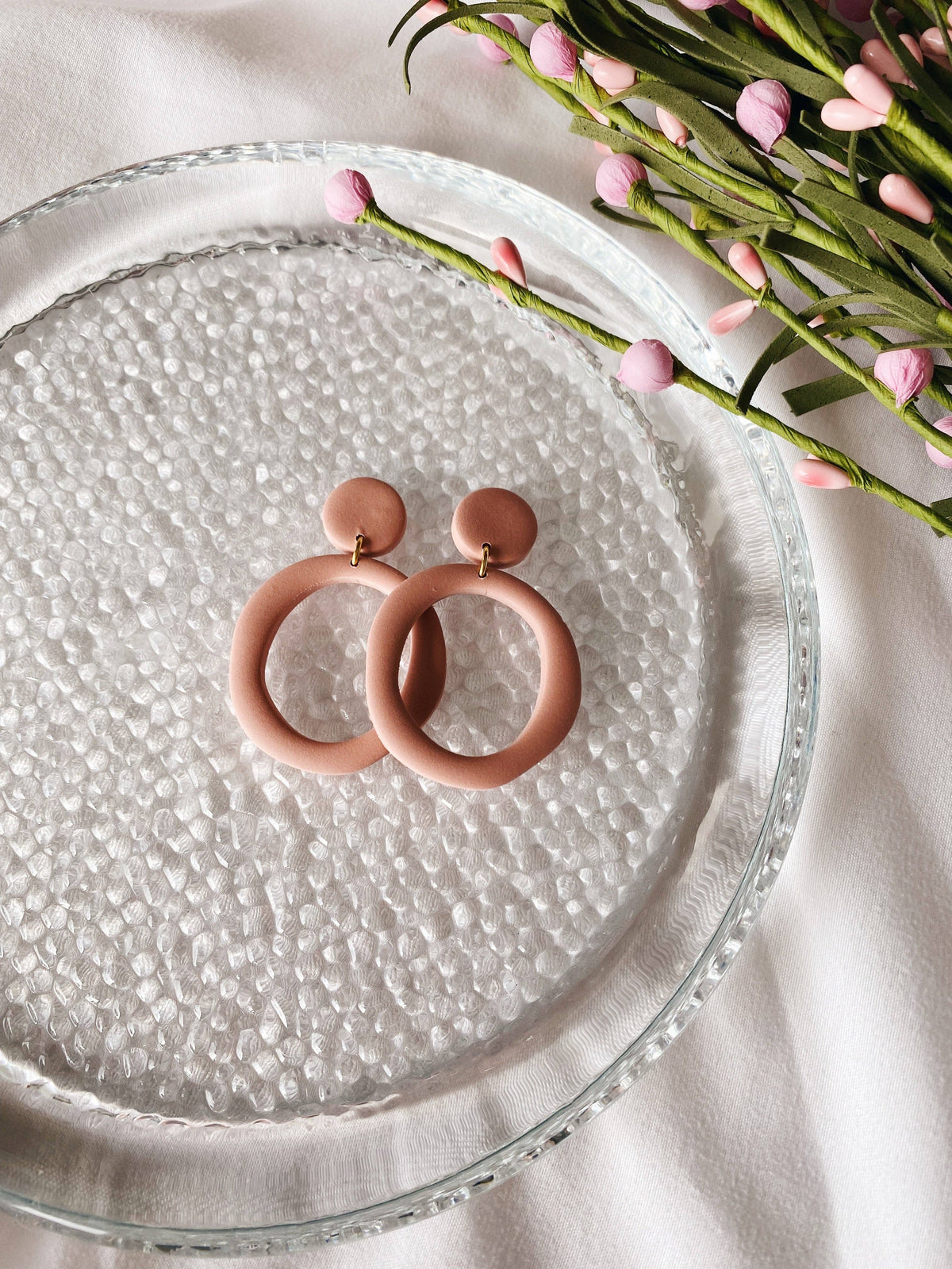 Ivy Hoop Stud Clay Earrings | Emerald Sea