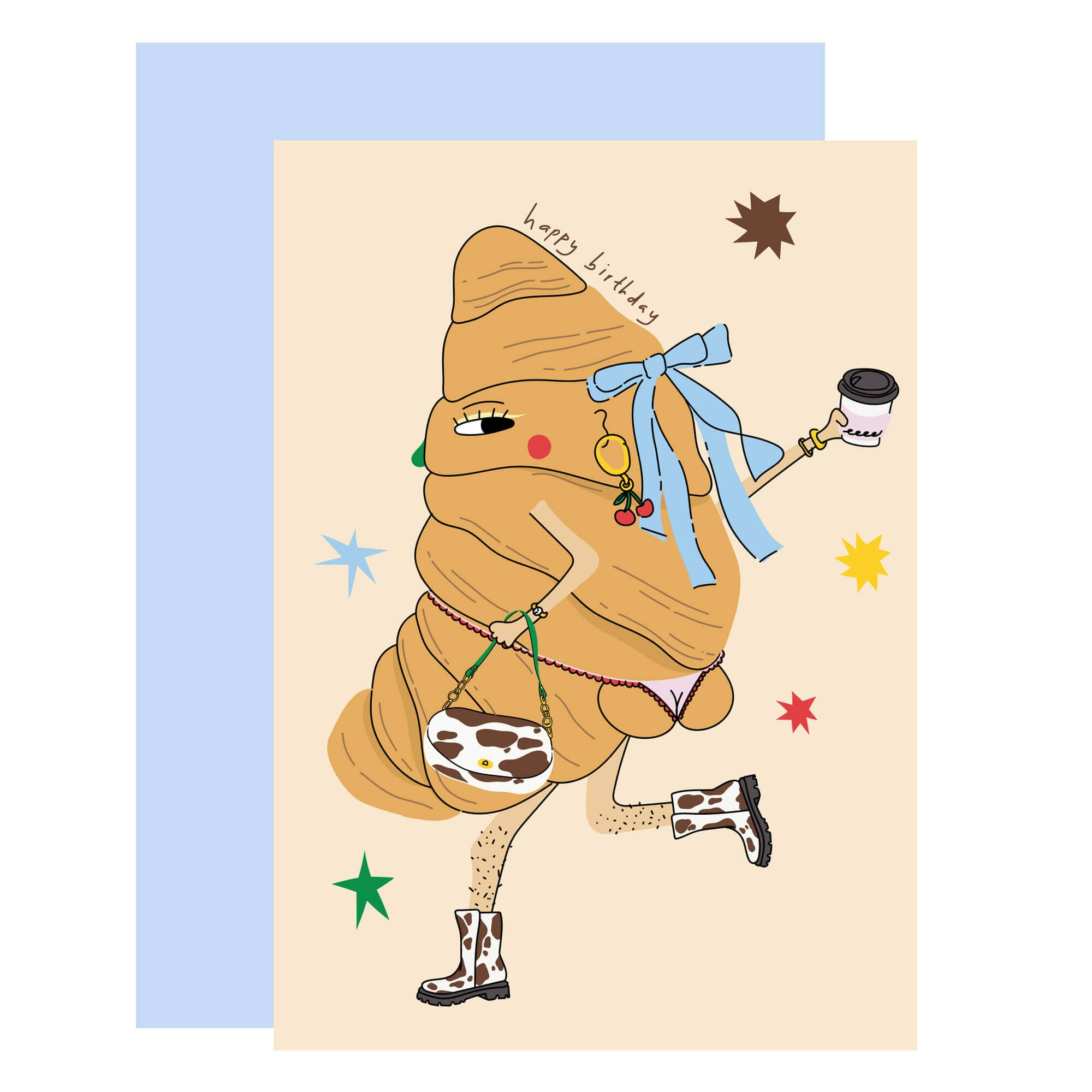 Croissant in boots | Greeting Card
