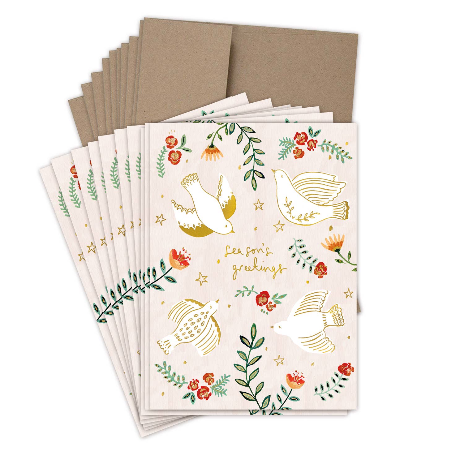 Doves Season&#39;s Greetings Boxed Holiday Cards - Set of 10