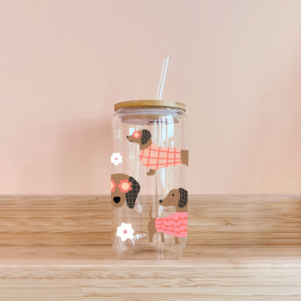 Spring Dachshunds Glass