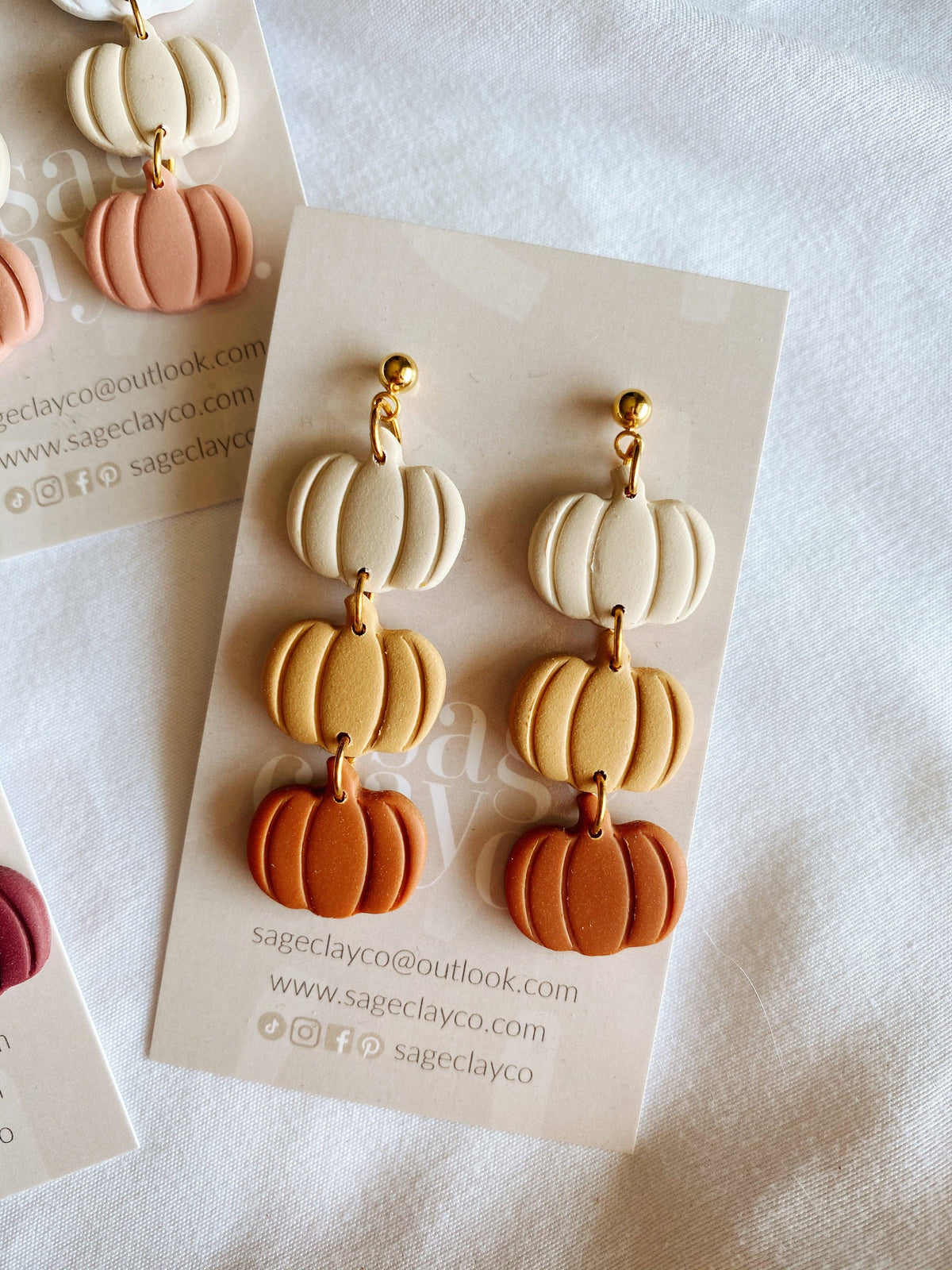Pumpkin Dangle Clay Earrings | B