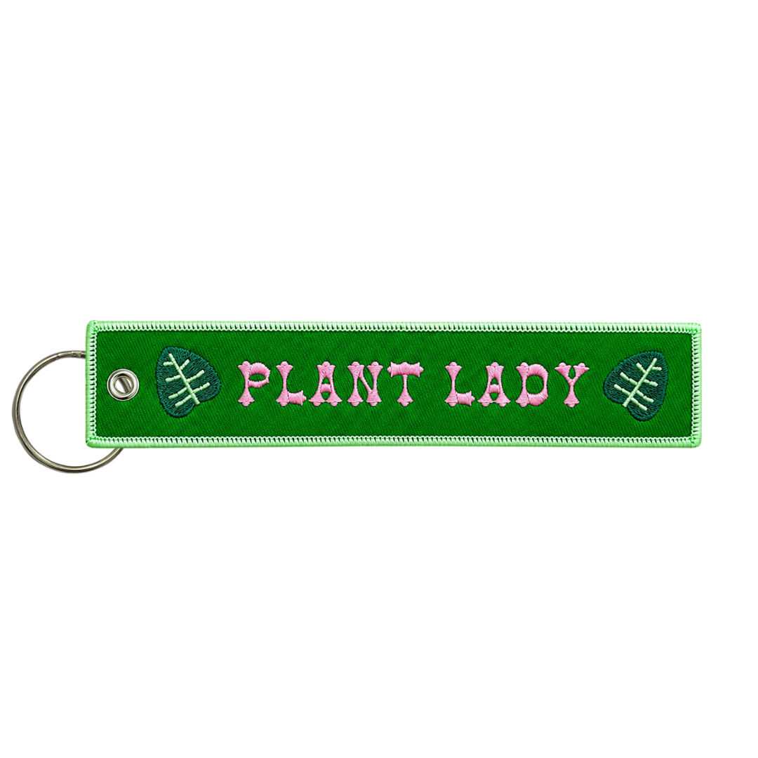 Plant Lady Embroidered Keychain